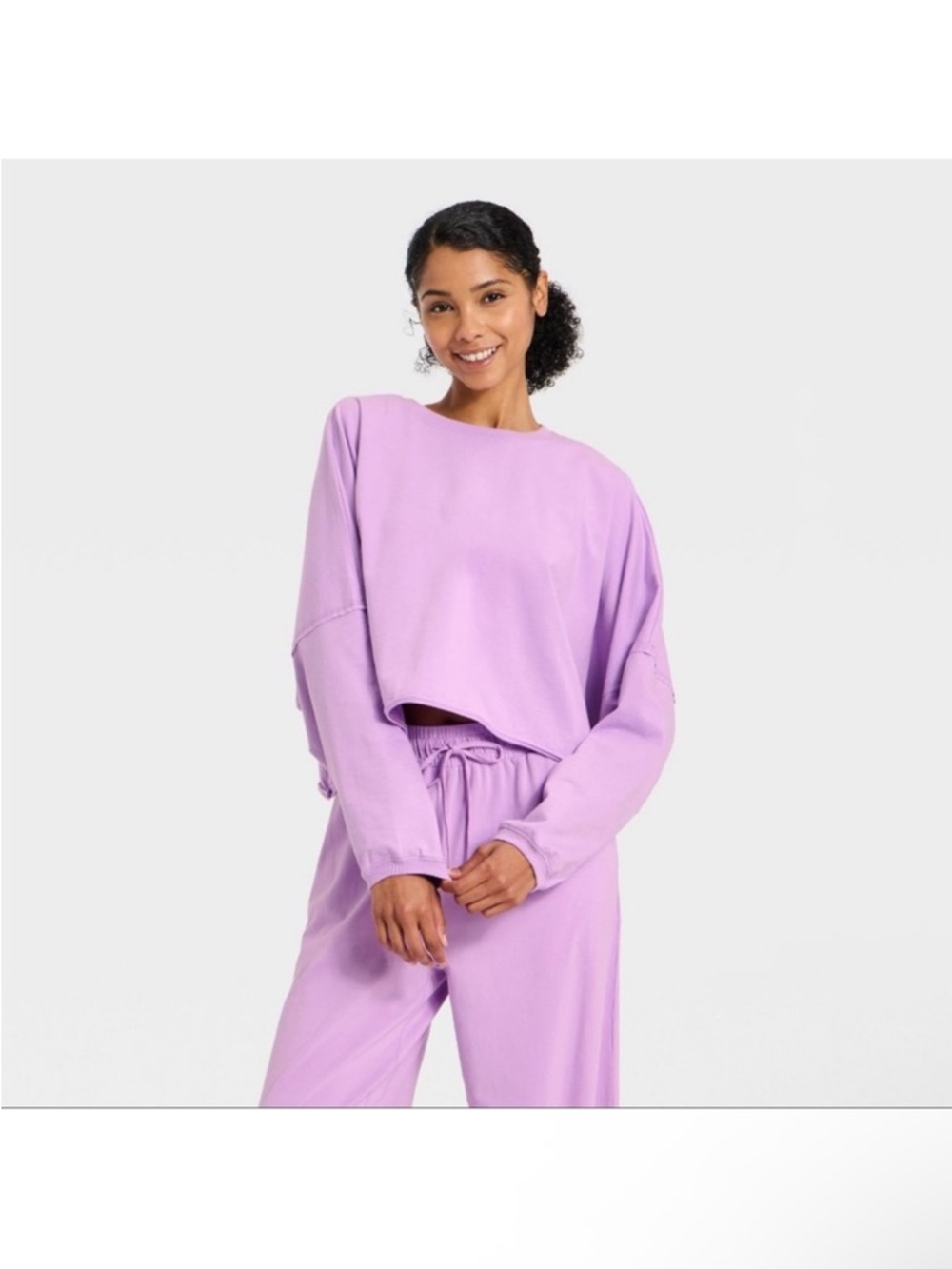 (SET) JoyLab Washed Jersey Top and Wide leg Purple